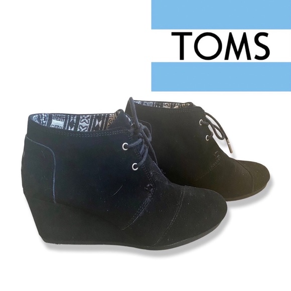 Toms Shoes Toms Desert Wedge Black Toms Desert Wedge Ankle Boots